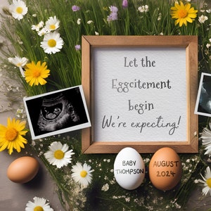 Easter Pregnancy Announcement, Wildflower Daisies, Digital Announcement, Social Media Announcement, Edit with Corjl image 3