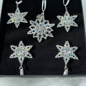 Handmade Crystal Christmas Star Ornament Set: Sparkling Holiday Decor