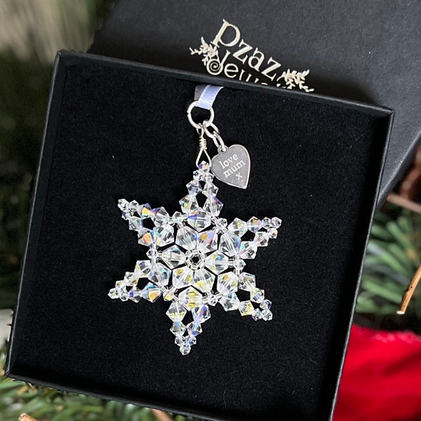 Petite décoration d'arbre de Noël étoile en cristal étincelante faite à la main, ornement personnalisé cadeau pour enseignant Remplissage de bas cadeau de Noël attrape-lumière