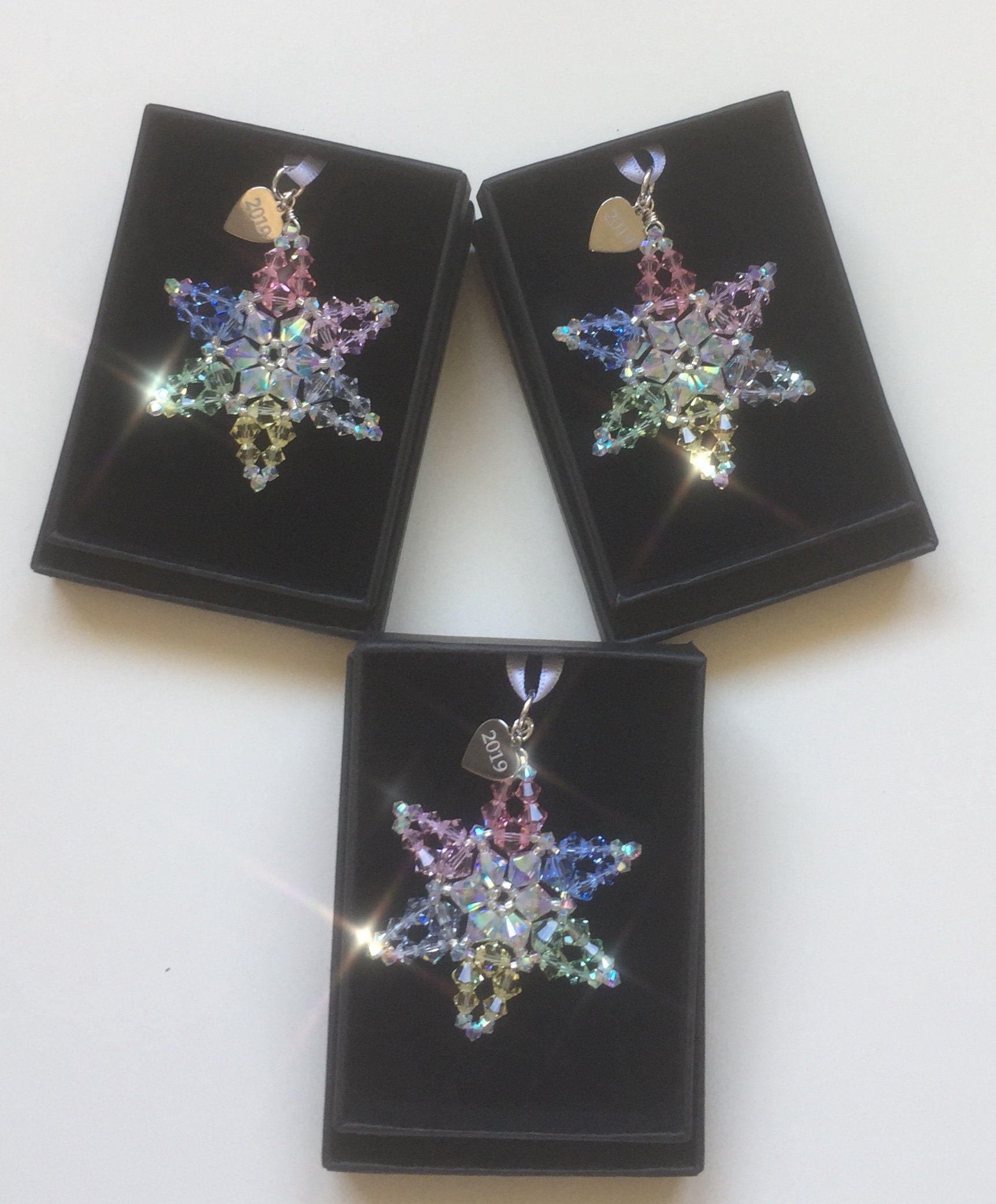 Sparkling Pastel Rainbow Small Crystal Beaded Christmas Star - Etsy UK