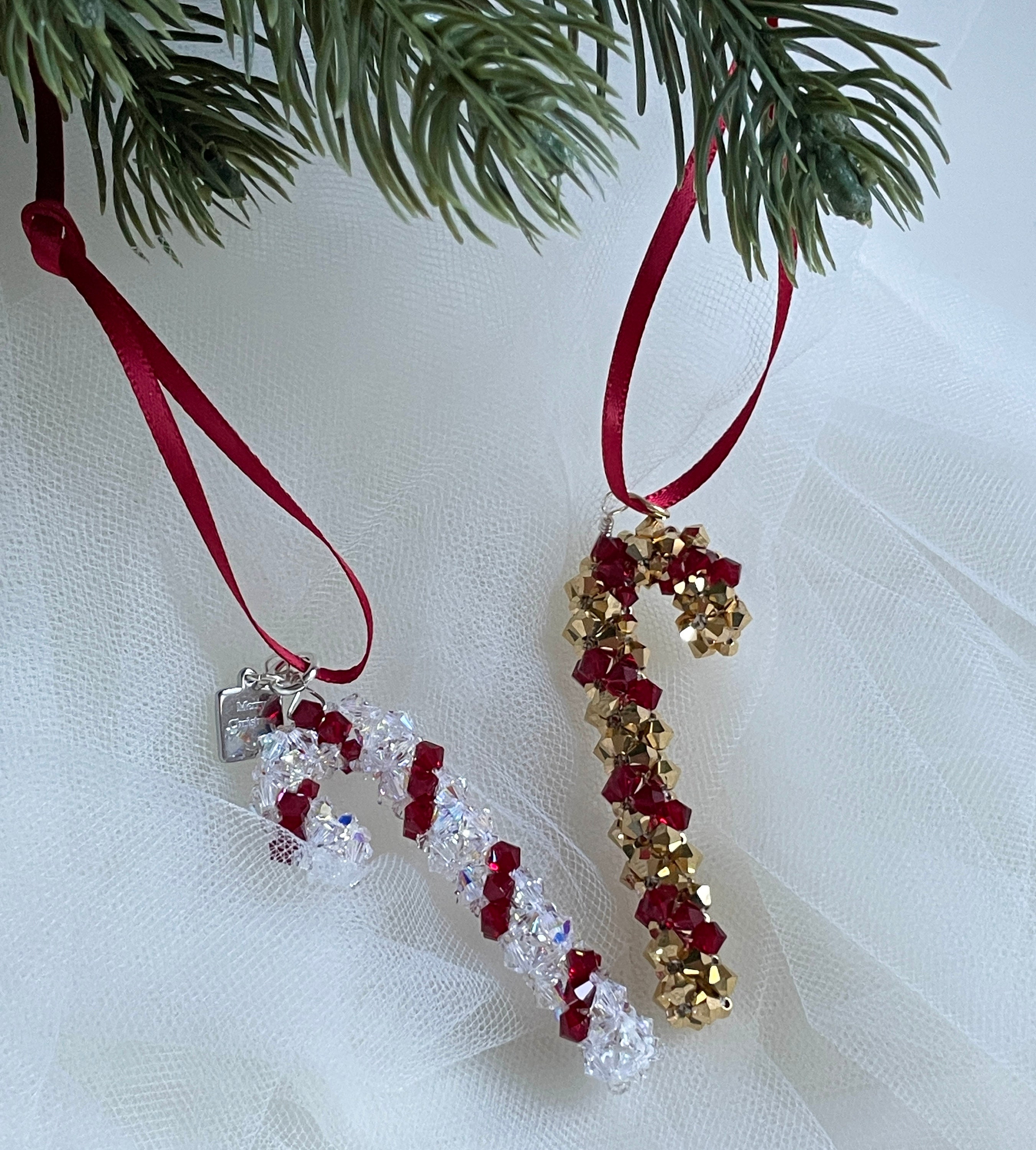 Sparkling Hand Made Crystal Candy Cane Christmas Tree Decoration ...