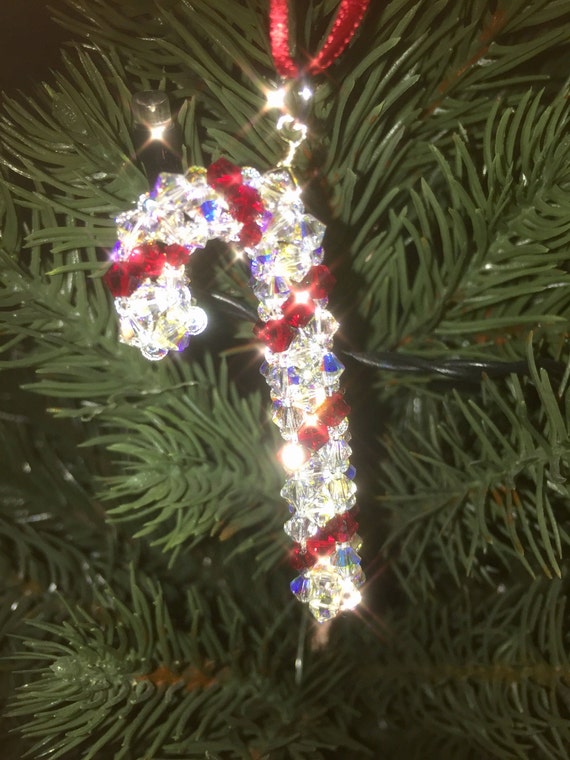 Sparkling Hand Made Swarovski Crystal Candy Cane Christmas Etsy