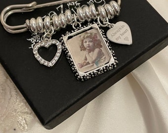 Memorial Keepsake Pin Small Lapel Pin, Gift for Groom or Bride, Frame Charms Bouquet Charm Remember your loved ones sentimental gift charm