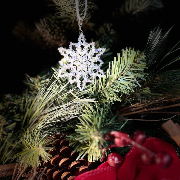 Sparkling SMALL Crystal Christmas Snowflake Tree decor ornament optional PERSONALISATION teacher gift, stocking filler, light catcher star
