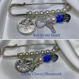 Wedding Keepsake, Personalised, Traditional, Something Old, New, Borrowed, Blue, Lucky horseshoe, Sixpence, Natural Pearl, Gift for Bride image 9