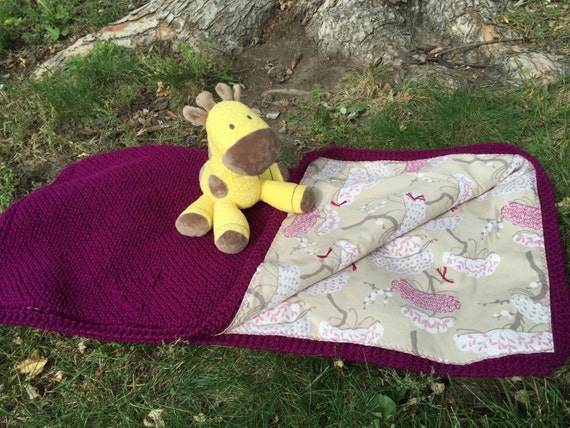 Warm and Soft Hand Knitted Baby Blanket With Fabric Backing Etsy Canada