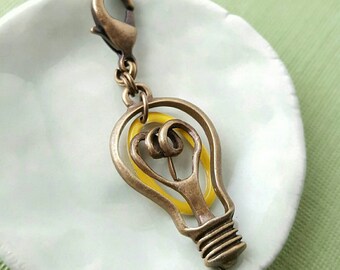 Light Bulb Planner Charm, Brass Light Bulb, Charm to use on notebook