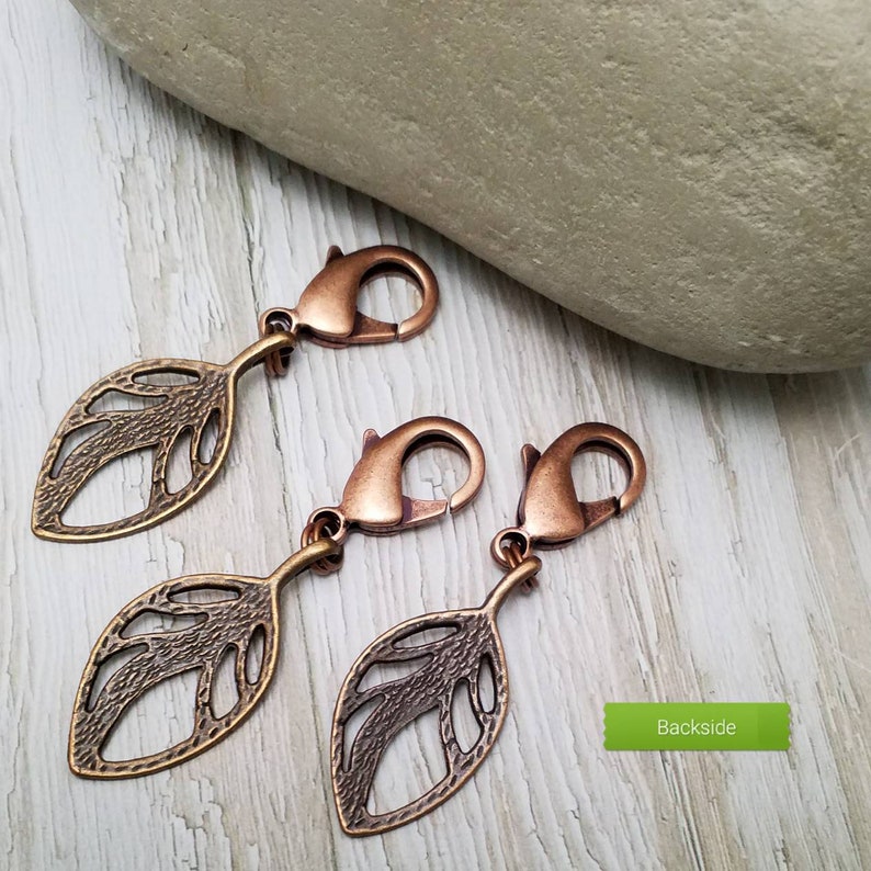 Leaf Planner Charm, Antiqued Copper Leaf Dangle Charm, Charm for notebook, Charm for purse, Leaf Charm, Copper Charm image 3