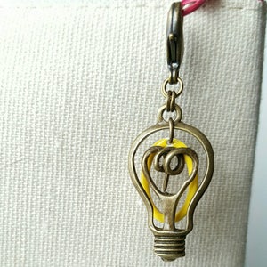 Light Bulb Planner Charm, Brass Light Bulb, Charm to use on notebook image 3