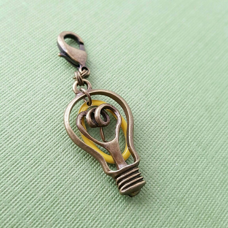 Light Bulb Planner Charm, Brass Light Bulb, Charm to use on notebook image 2