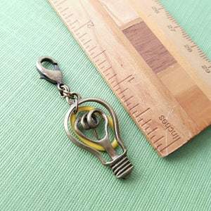 Light Bulb Planner Charm, Brass Light Bulb, Charm to use on notebook image 4