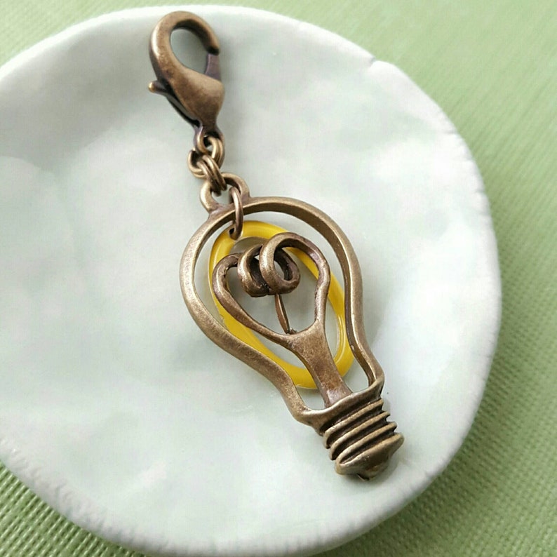 Light Bulb Planner Charm, Brass Light Bulb, Charm to use on notebook image 1