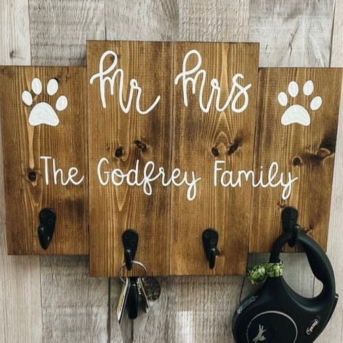 Entryway Organizer Key and Dog Leash Holder for Wall You Me Etsy