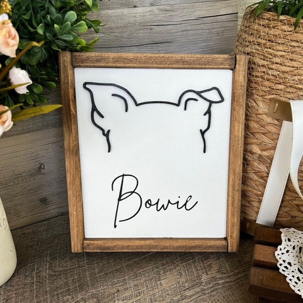 Dog Ear Outline | Custom Pet Portrait Sign | Unique Pet Lover Gift Idea | Pet Ear Wall Art |  Personalized Dog Lover Gift |  Dog Room Decor