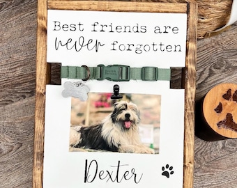 Pet Memorial Sign: Dog Collar Holder With Photo Clip, Dog Lover Sympathy Gift