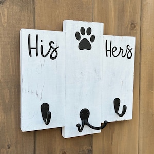 Dog Lover | His Hers Dog Leash Holder | Entryway Key Organizer | Engagement | Wedding Gift for Couple | Dog Mom Gift Ideas
