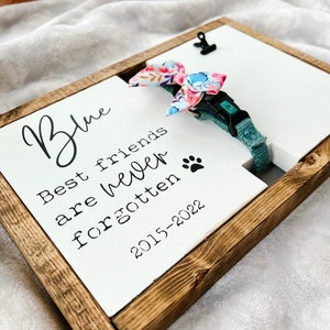 Pet Memorial Keepsake | Personalized Dog Collar Holder | Loss of Dog Sympathy Gift | Rainbow Bridge Sign | Best Friends are Never Forgotten