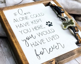 Pet Memorial Dog Collar Holder | Dog Loss Memorial Frame | If Love Alone Could Save | Rainbow Bridge Sympathy Gift | In Loving Memory