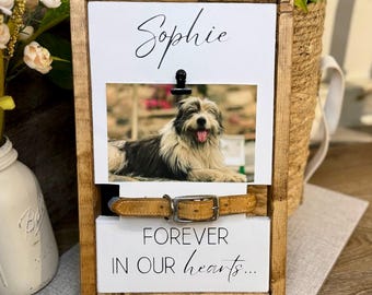 Pet Memorial Collar Holder + Photo Frame - Personalized Dog Loss Keepsake