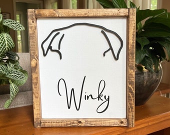 Custom Dog Ear Outline Sign | Unique Pet Lover Gift | Pet Ear Silhouette |  Personalized Dog Mom Pet Art |  Dog Decor Accessories