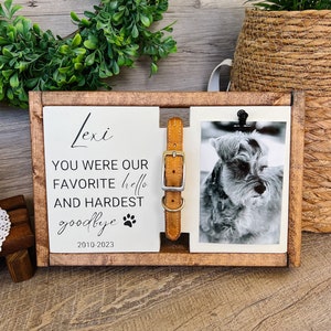 Pet Memorial | Personalized Dog Collar Holder | Loss of Dog | Pet Sympathy Gift | Rainbow Bridge Sign | My Favorite Hello & Hardest Goodbye