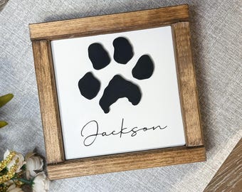 Dog Paw Print Mini Sign | Personalized Nose Print Keepsake | Dog Memorial Gift | Loss of Pet Sign