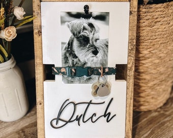 Pet Memorial Photo Frame: Dog Collar Keepsake, Rainbow Bridge Gift