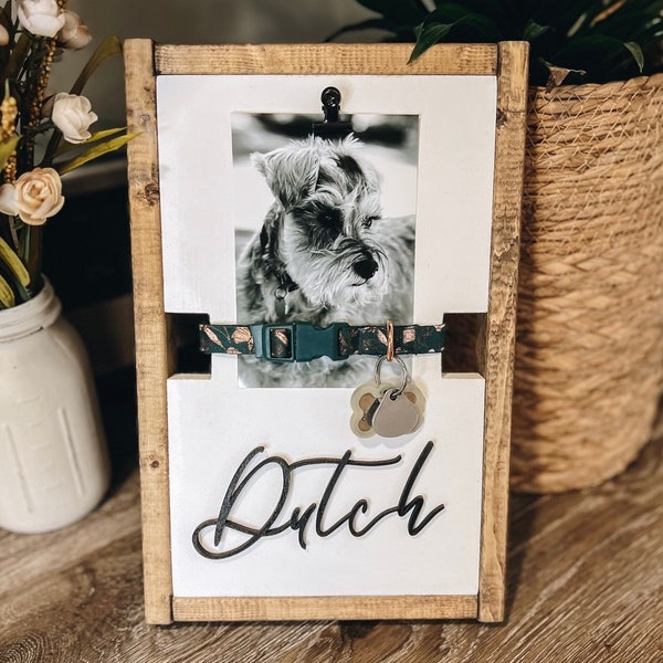 Pet Memorial Photo Frame: Dog Collar Keepsake, Rainbow Bridge Gift