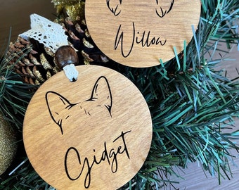 Custom Dog Ear Christmas Ornament: Personalized Pet Portrait Keepsake
