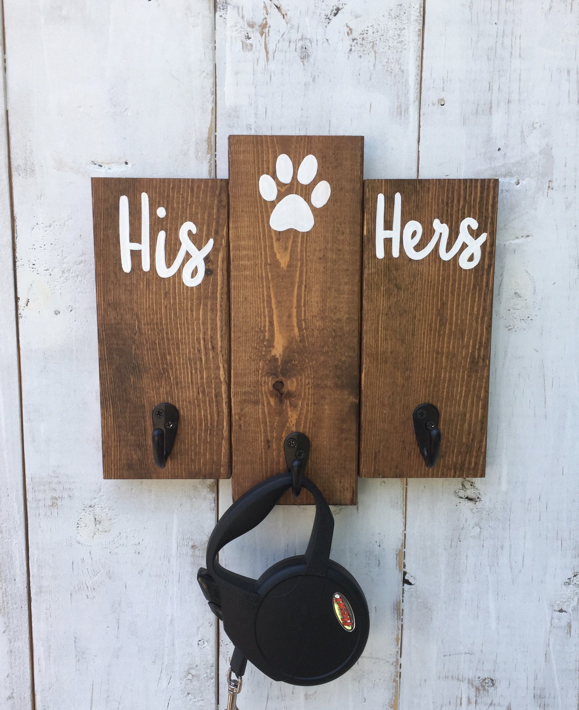 Key and Leash Organizer / His hers dog key holder / Entryway Etsy