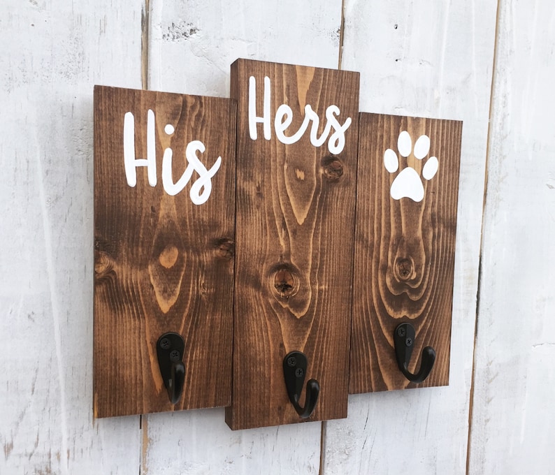 Dog Leash Holder Entryway Key Holder Dog Leash Sign His Etsy