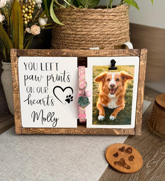 Personalized Pet Memorial Frame | Dog Collar & Photo Keepsake