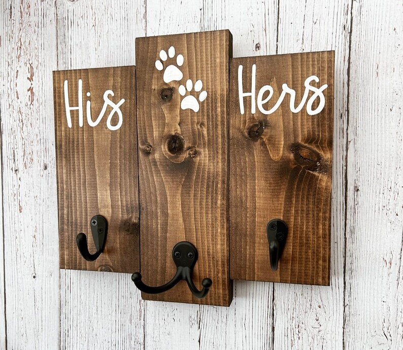 His Hers Dog Key Holder / Newlywed Gift / Entryway Key and Dog Etsy