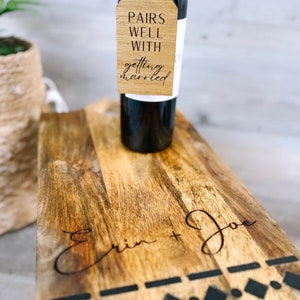 Wedding Gift for a Couple Personalized Charcuterie Board With Marble Last Name Engraved Cheese Board Customized Serving Board image 2