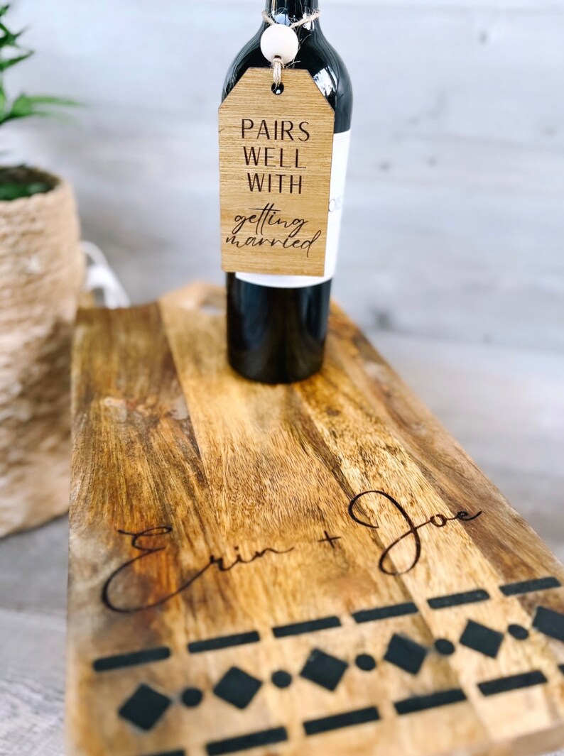 Wedding Gift for a Couple Personalized Charcuterie Board With Marble Last Name Engraved Cheese Board Customized Serving Board image 2