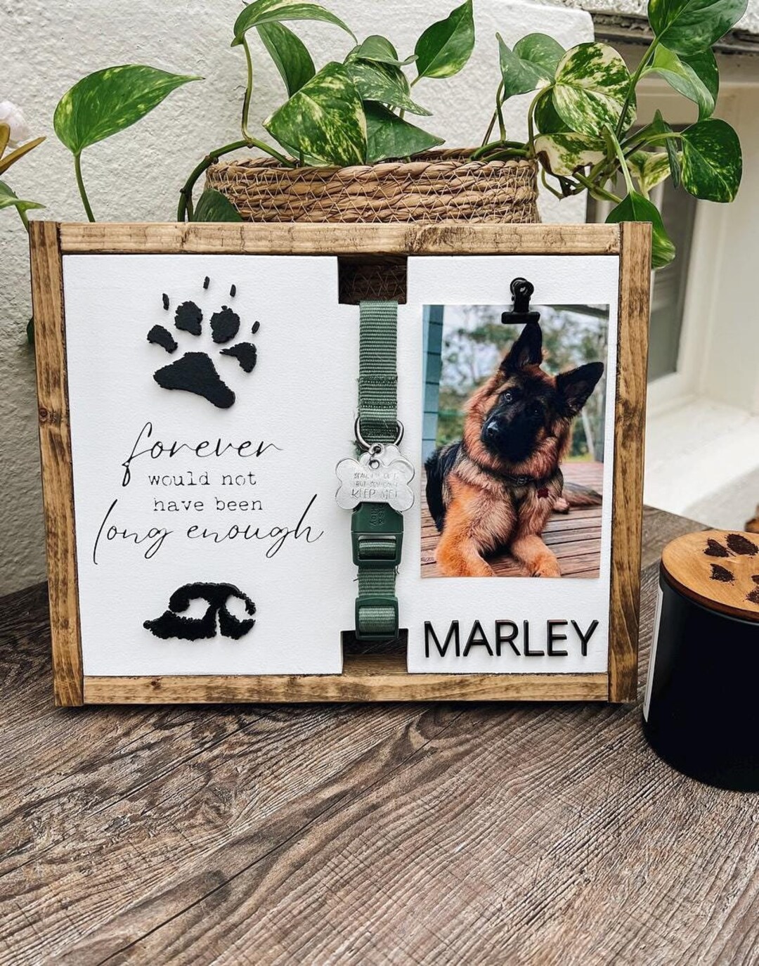Dog Paw Print Memorial Sign | Custom Pet Loss Keepsake With Real Nose ...