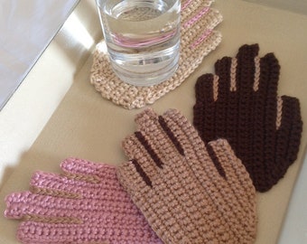 Dessous de verre Mains utiles - Modèle au crochet