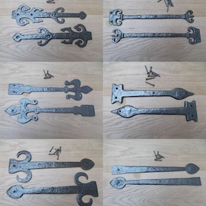 PAIR Of HINGE FRONTS cast iron Vintage rustic old English country cottage dummy false hinge fronts Antique iron