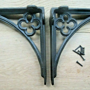 PAIR of CHARTRES 7&quot; Cast iron antique old Rustic vintage retro scaffold industrial Gothic shelf brackets antique iron