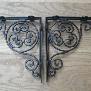 PAIR of JUBILEE  Cast iron antique old Rustic vintage retro scaffold shelf brackets Shelf Bracket ornate decorative fancy