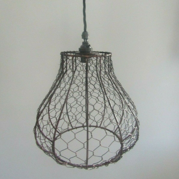 8" CHICKEN WIRE TEAR drop lampshade industrial rustic Vintage Retro Old ceiling pendant light Shade