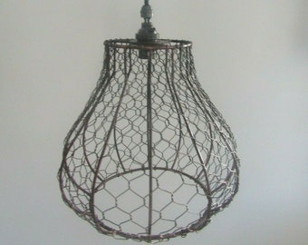 8" CHICKEN WIRE TEAR drop lampshade industrial rustic Vintage Retro Old ceiling pendant light Shade