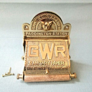 SOLID BRASS GWR great western railway Paper toilet roll holder rustic vintage antique ornate fancy old style roll holder loo wc holder