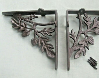 PAIR of ACORN Cast iron antique old Rustic vintage retro scaffold shelf brackets Shelf Bracket ornate decorative fancy