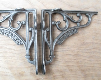 PAIR of WATERLOO London Railway Station Cast iron antique arched old Rustic vintage retro scaffold shelf brackets Shelf Bracket wall mounted