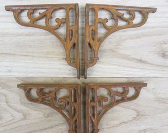 Pair of VICTORIAN SCROLL antique iron Cast iron Rustic vintage retro Industrial scaffold shelf brackets Victorian scroll brackets antique