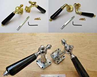 Pair of KENSINGTON CERAMIC Vintage Porcelain lever on rose mortice latch door Handles old English retro style ornate decorative