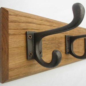 UK Handmade Solid Oak Wood Rustic Reclaimed Wooden Wall Mounted Hat & Coat Hooks Rail Rack Pegs Hanger