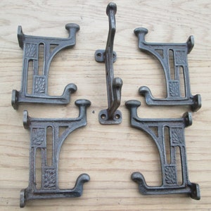 Pack Of 5 MACKNITOSH Cast iron Rustic hat and coat hooks vintage retro old antique hanging hooks pegs ANTIQUE iron