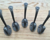 Pack Of 5 GOTHIC Cast iron Rustic hat and coat hooks vintage retro old antique hanging hooks pegs ANTIQUE IRON